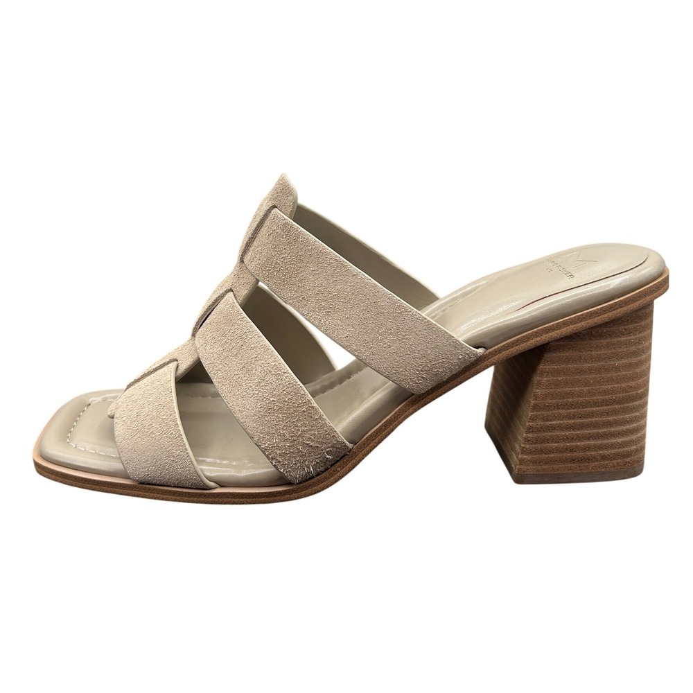 Marc Fisher Louisa-QV Slide Sandals Women's 11 M, Suede leather, Block Heel